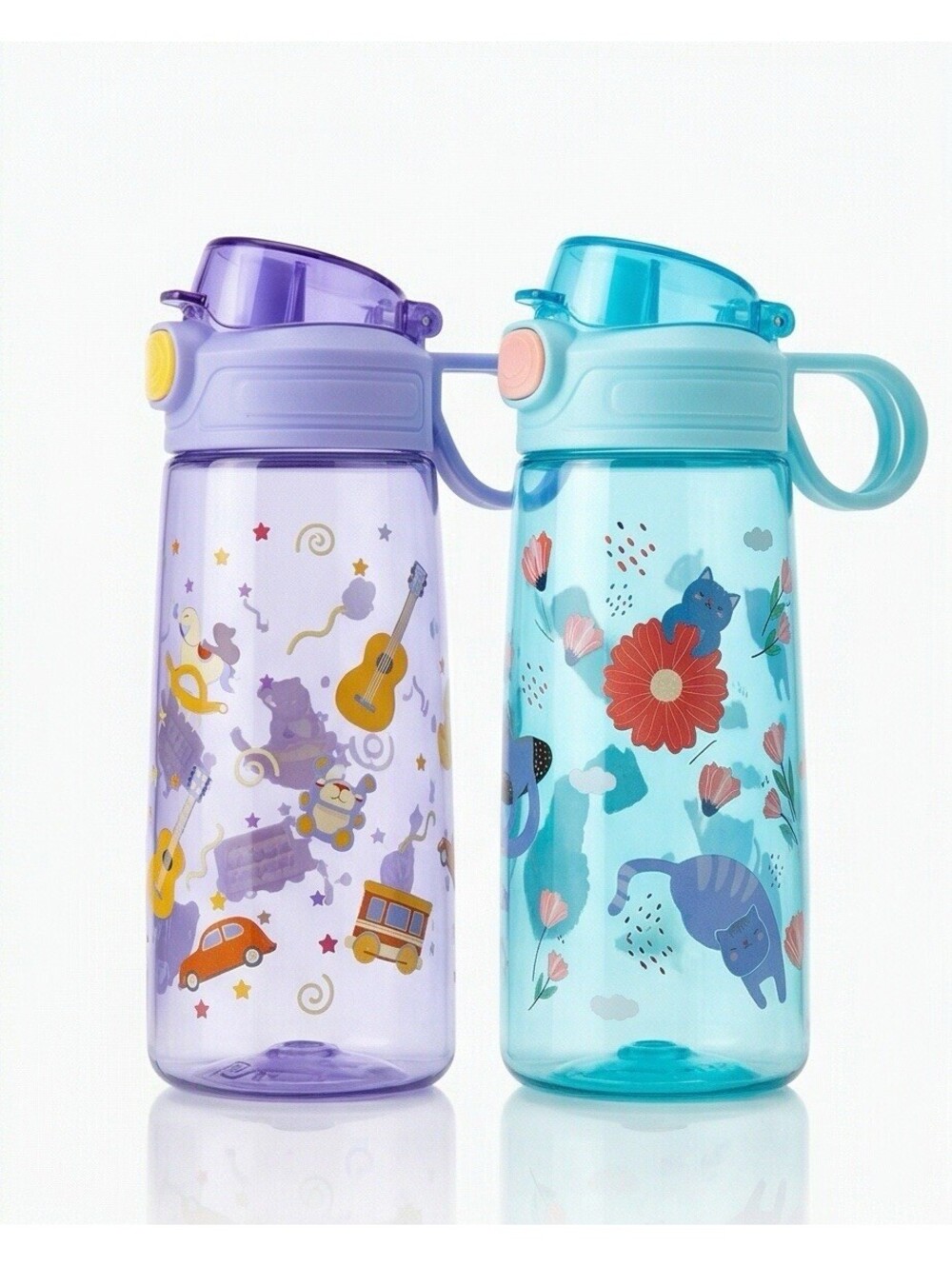 Kids Toddler Water Bottles 2 Pack 18oz Leakproof BPA Free Straw Cups New